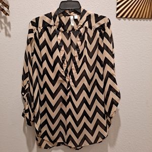 Black and Tan Chevron Print Blouse